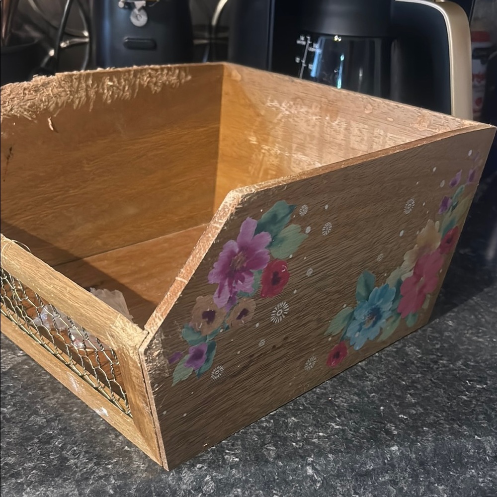 Floral Wooden Storage Box